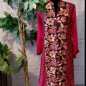 Embroidered Agha Noor Pink,Black Kurta